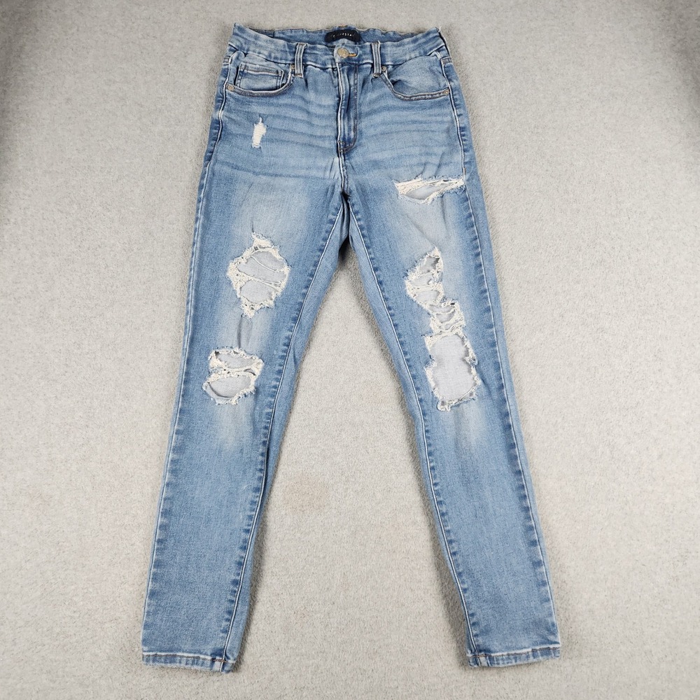 Aeropostale Jeggings Jeans Womens 10 Blue High Rise Curvy Distressed Streetwear